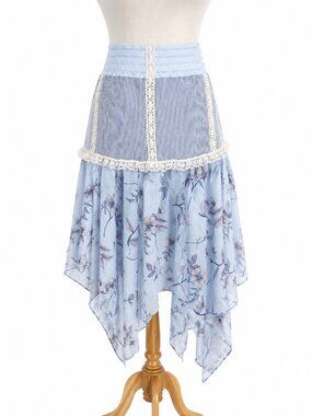 Designer Asymmetrical Skirt Denim & Viscose | Handmade-NWT